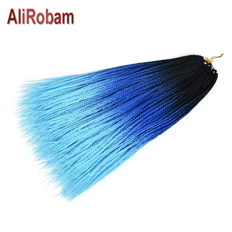 AliRobam Box Braids Crochet Hair Synthetic Fiber Braids Brown Color Ombre Braiding Hair Extensions 22 Roots/pack