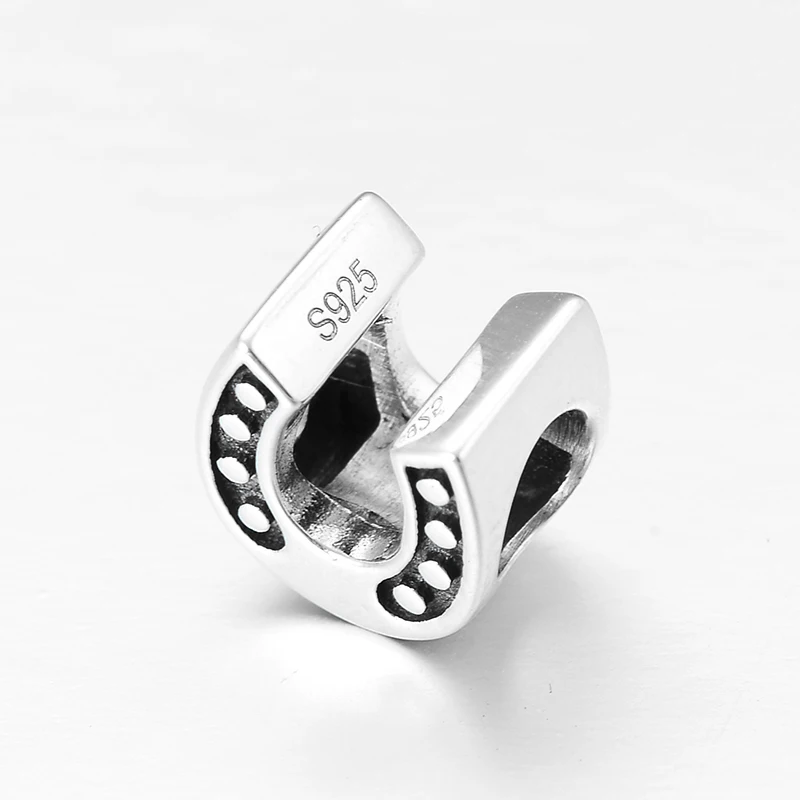 Горячие 925 пробы серебряный с большим отверстием Подкова U-Форма DIY мелким бисером