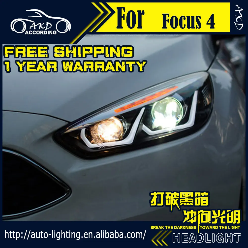 AKD автостайлинг фара для Ford Focus светодиодная 2015 2016 Новый фокус 4 светодиода DRL H7 D2H