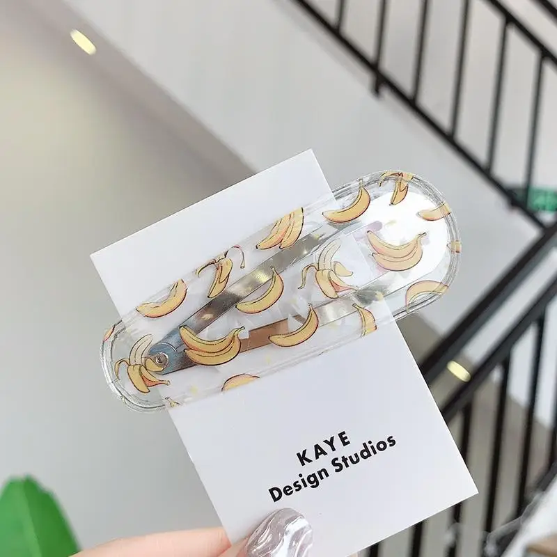 Drop Banana Милые, прозрачные заколки для волос с фруктами для девочек каплевидные заколки для волос, Детские премиум-класса, повязка на голову, для детей геометрический заколки для волос аксессуары - Цвет: Drop Banana