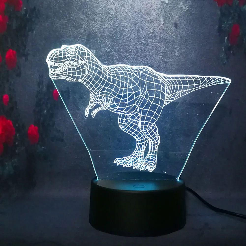 Милый Парк Юрского периода мальчик подарок динозавр тираннос 3D ночник Led 7 цветов