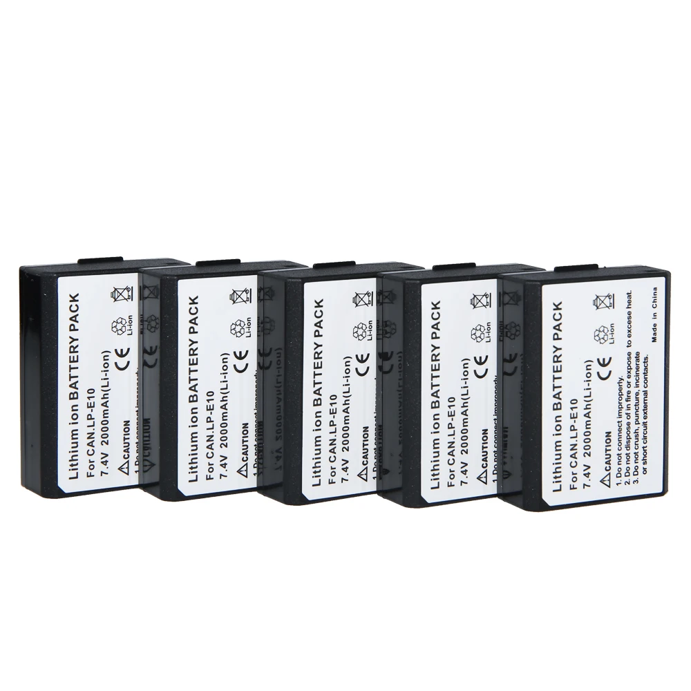 

AOPULY 5 шт. Bateria 2000 мАч LP-E10 LP E10 LPE10 батарея для камеры Canon EOS 1100D 1200D 1300D Kiss X50 X70 X80 Rebel T3 T5 T6