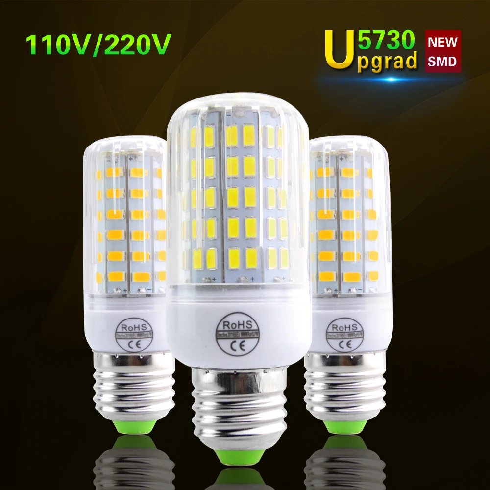 Lamparas SMD5730 ярче чем 5736 из светодиодов кукуруза лампа E27 220 В 110 лампы пятно лус