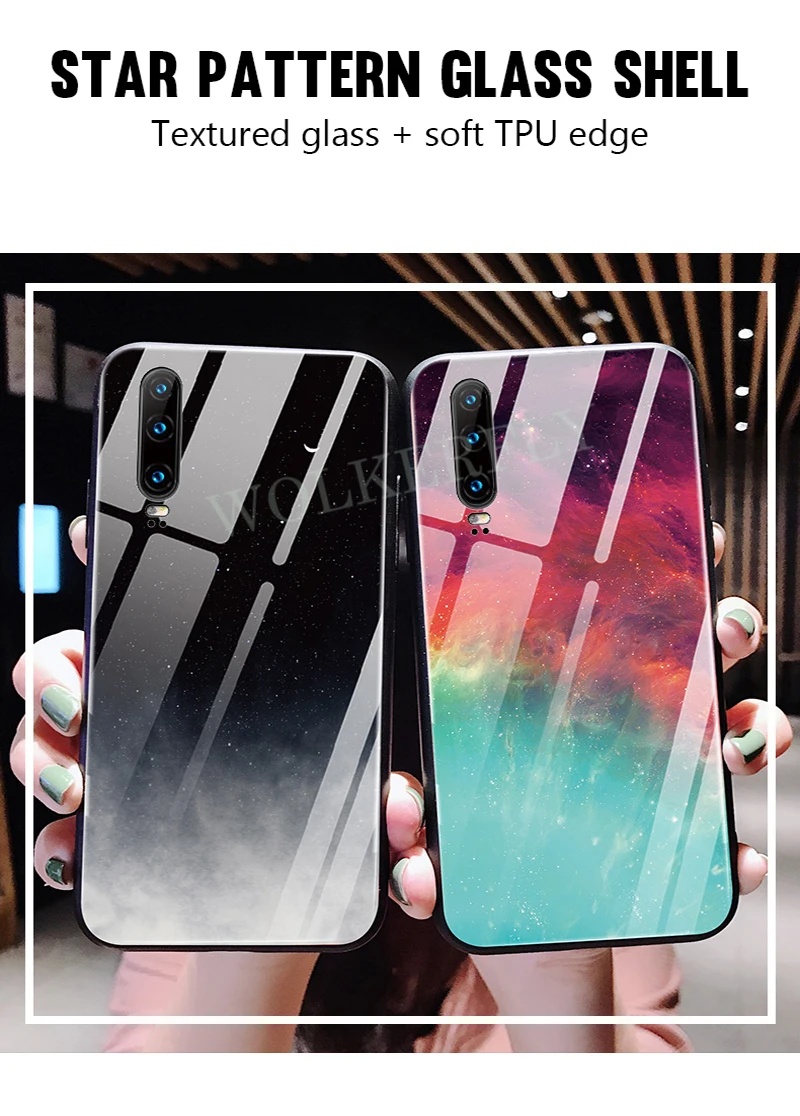 С космическим звездным принтом Стекло чехол для huawei Коврики 20 10 P30 P20 Lite Pro P Smart плюс Y5 Y6 Y7 Y9 Nova 3i Honor 10i 8X 7A 20 Pro Чехол