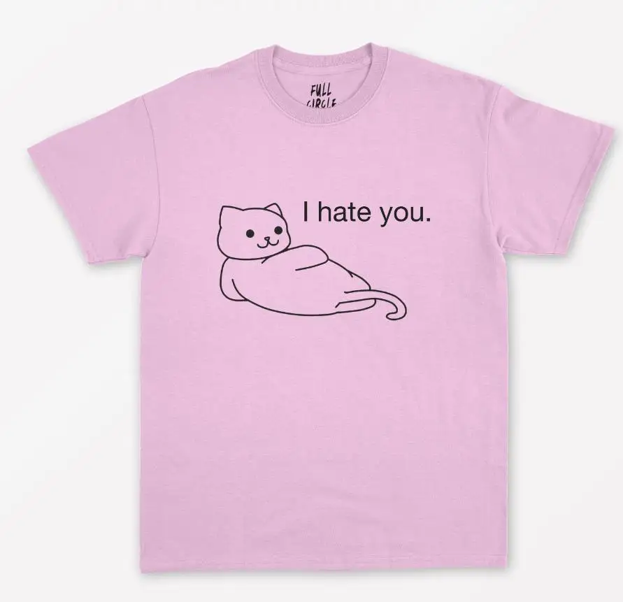Женская футболка с принтом Cat I Hate You хлопковая Повседневная забавная Футболка для