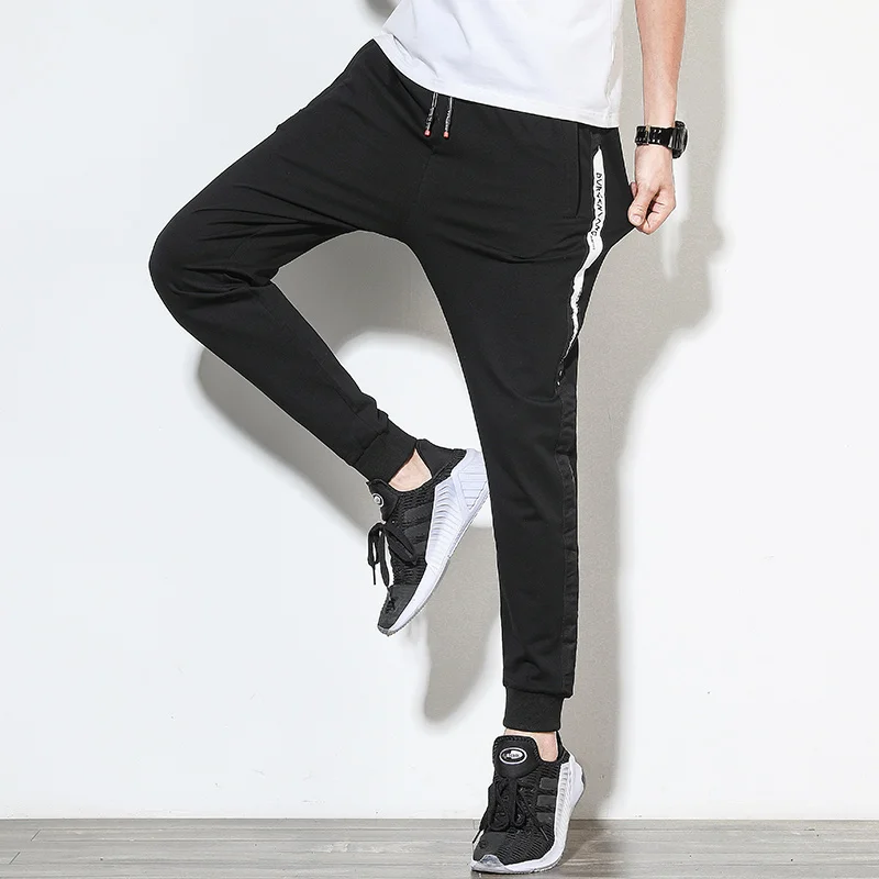 Эластичные повседневные штаны мужские хлопковые обтягивающие спортивные для
