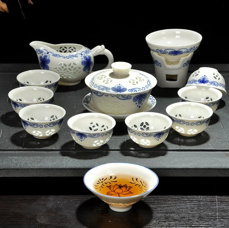 Бесплатная доставка чайные сервизы Ясно Handpainted чайный сервиз Китайский Черный