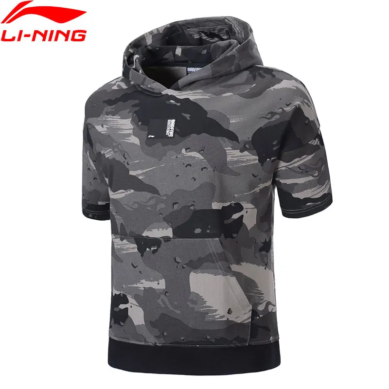 Li-Ning Мужская баскетбольная серия BAD FIVE, Джерси свободного кроя, 77% хлопок, 23% полиэстер, подкладка, спортивные футболки с капюшоном AAEP003 MTS3065