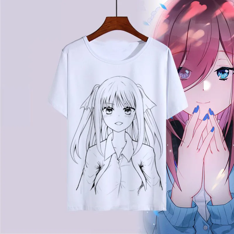 Новые футболки с рисунком аниме Gotoubun No Hanayome Ichika Nino Miku Nakano топы короткими рукавами