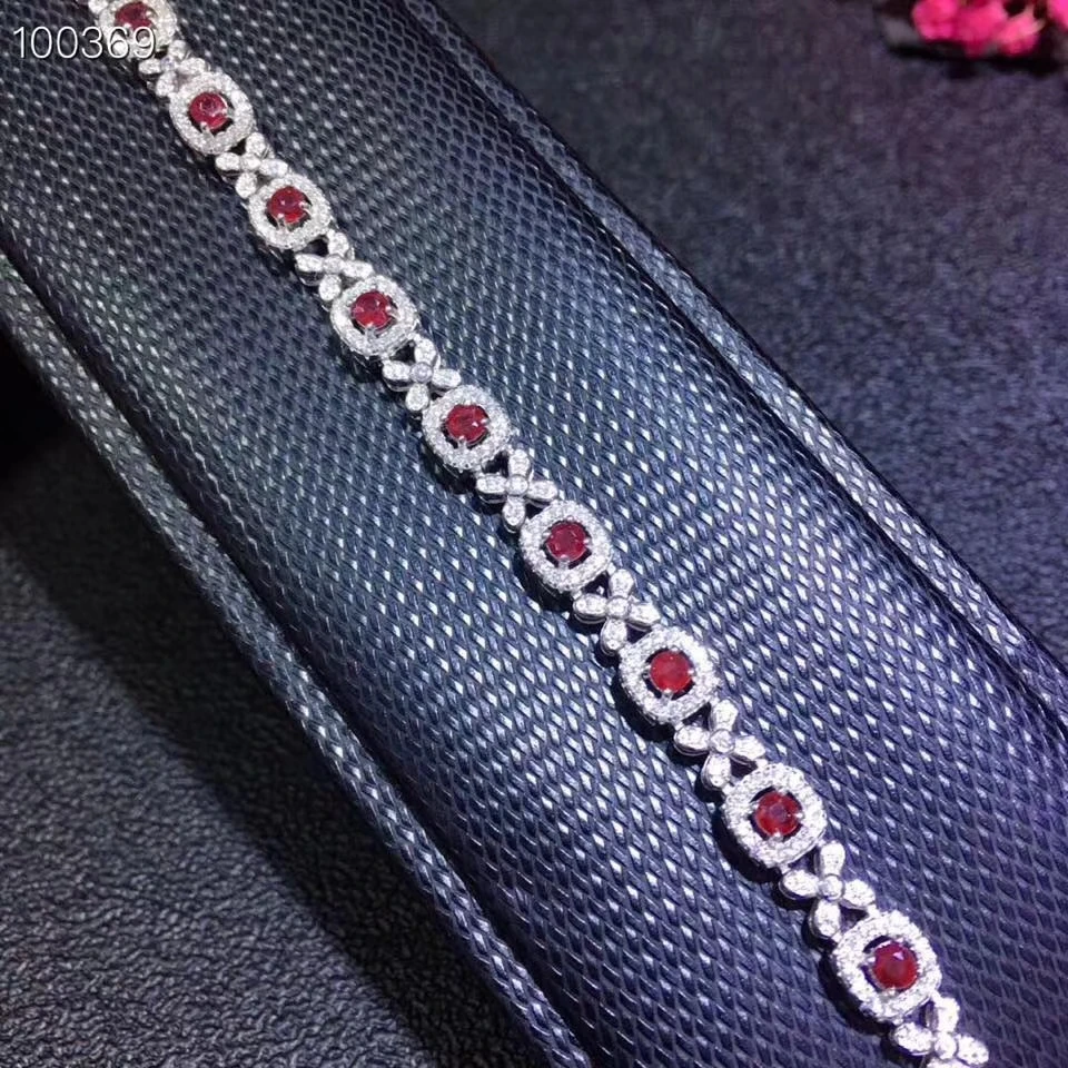 natural red ruby gem Bracelet Natural gemstone bracelet 925 sterling silver fashion square bowknot women wedding gift jewelry | Украшения и