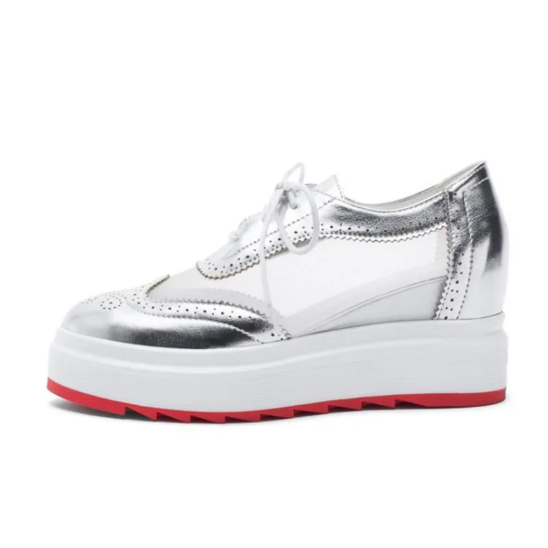 New Designer Shoes Woman Wedges Platform Sneakers Lace-Up Breathable Casual Height Increased Chunky Sneakers Lady Zapatos Mujer