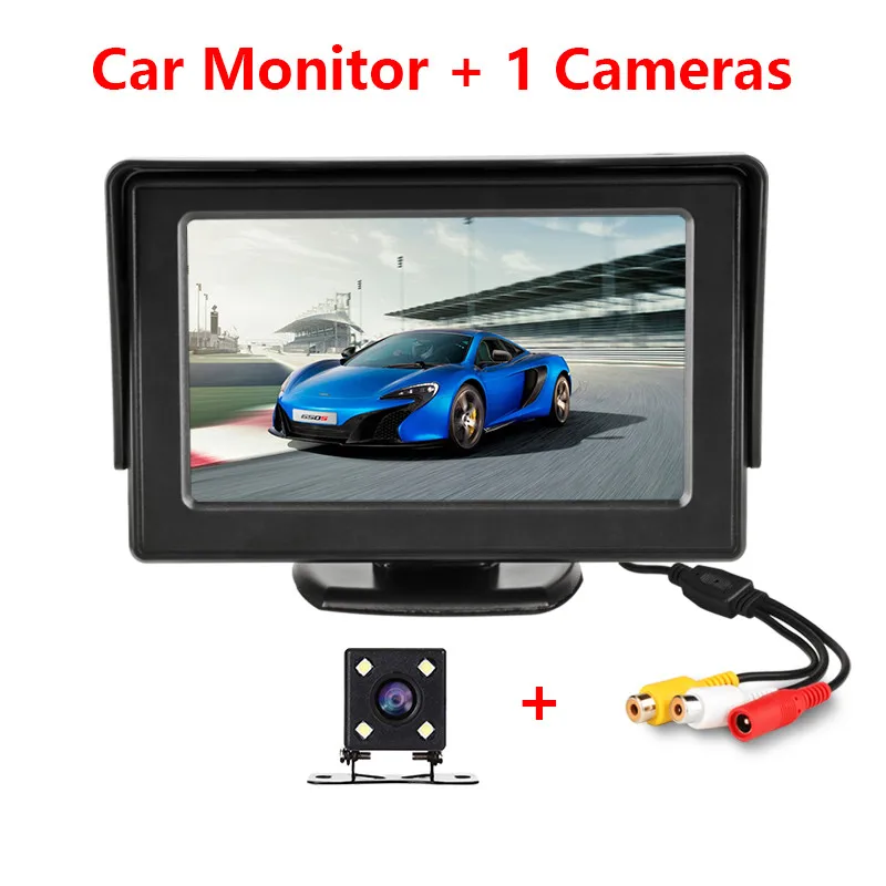 with ONE camera Jansite 4," TFT lcd монитор автомобиля дисплей Проводная камера s камера заднего вида парковочная система с мониторами заднего вида автомобиля NTSC PAL для внедорожника - Цвет: with ONE camera