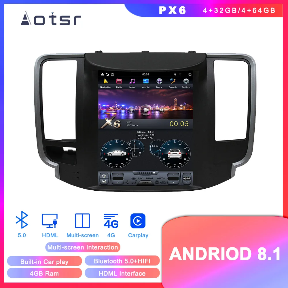 

Tesla style Android 8.1 GPS Navigation Car DVD Player For Nissan Teana 2008-2012 Car Auto radio stereo multimedia player 4+64GB