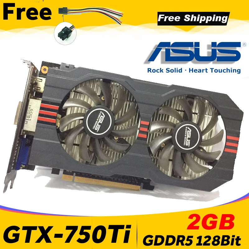Asus GTX 750TI OC 2GB GTX750TI 2G D5 DDR5 128 бит PCI Express 3 0 компьютерная видеокарта HDMI PC настольные