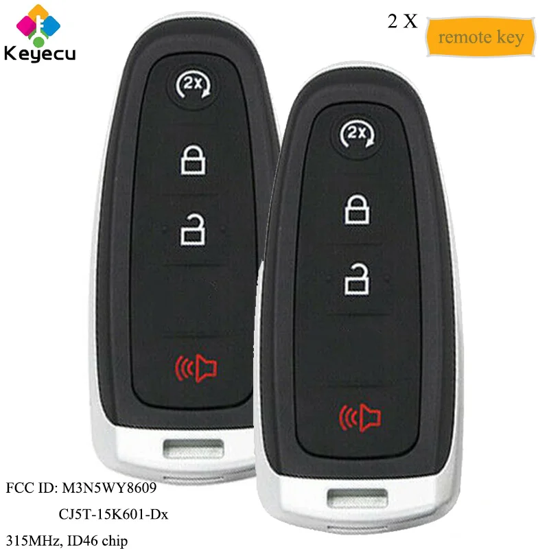 KEYECU пара Smart Keyless вход удаленный Автомобильный ключ с 315 МГц HU101 Blade-FOB для Ford Edge Expedition Explorer Flex, M3N5WY8609