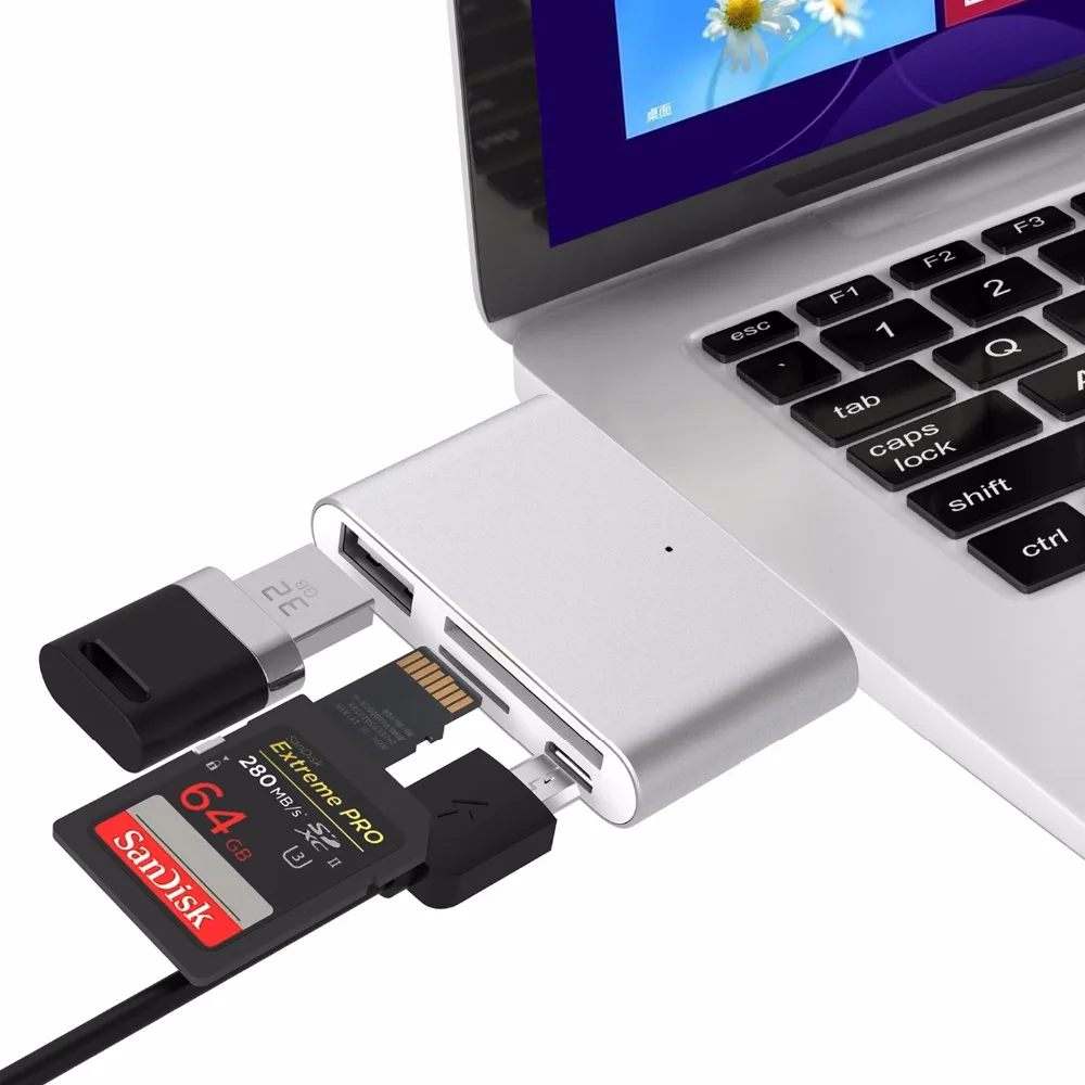 JZYuan 4 в 1 USB C концентратор с 2 TF слот для SD карты USB 2,0 концентратора OTG Card Reader USB 3,0 хаб для мобильного телефона MacBook Pro Тип C концентратора