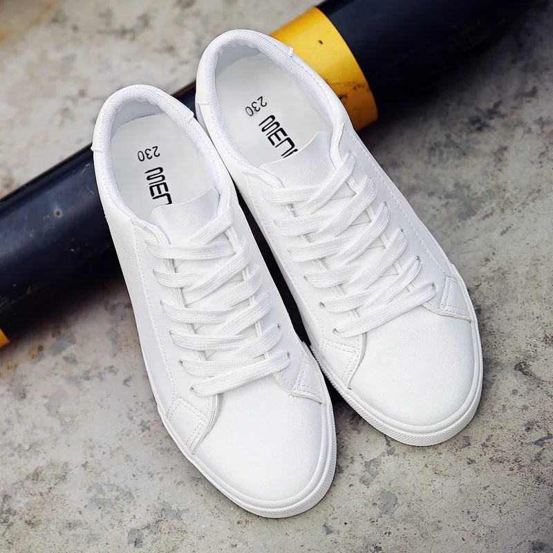 2022 new spring tenis feminino lace-up white shoes woman PU Leather & Canvas solid color female shoes casual white sneakers