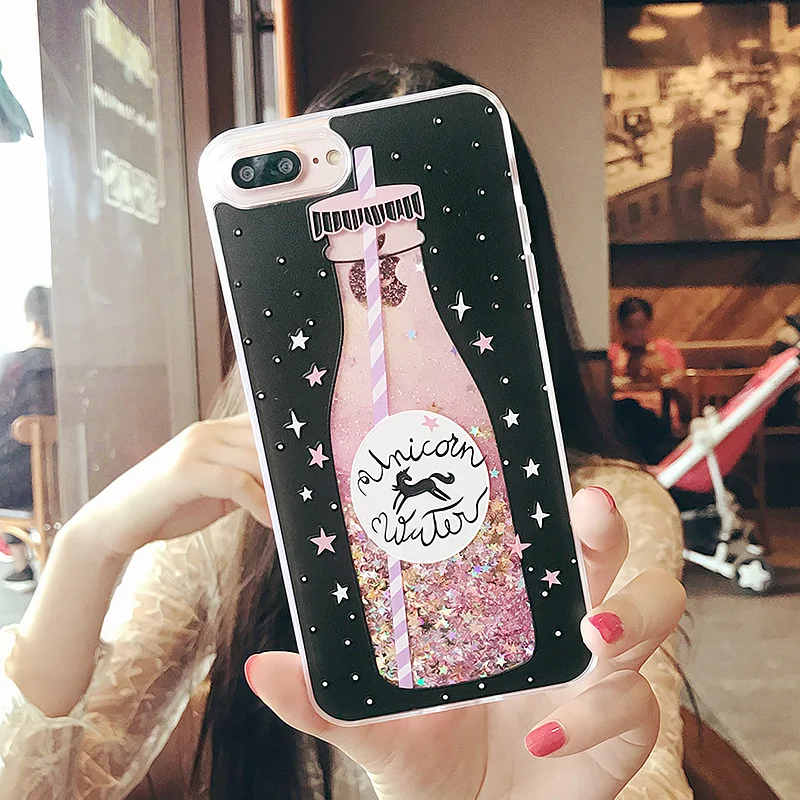 Liquid Glitter Phone Case For iPhone X XR XS Max 7 6 6s Plus 5 5S SE Cases 8 Flower Bottle Quicksand Dynamic |