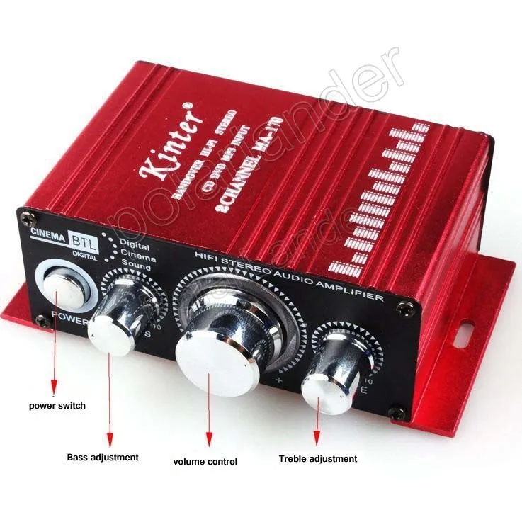 Продвижение 12 в мини-автомобильный Hi-Fi стерео аудио усилитель мощности 2 канала