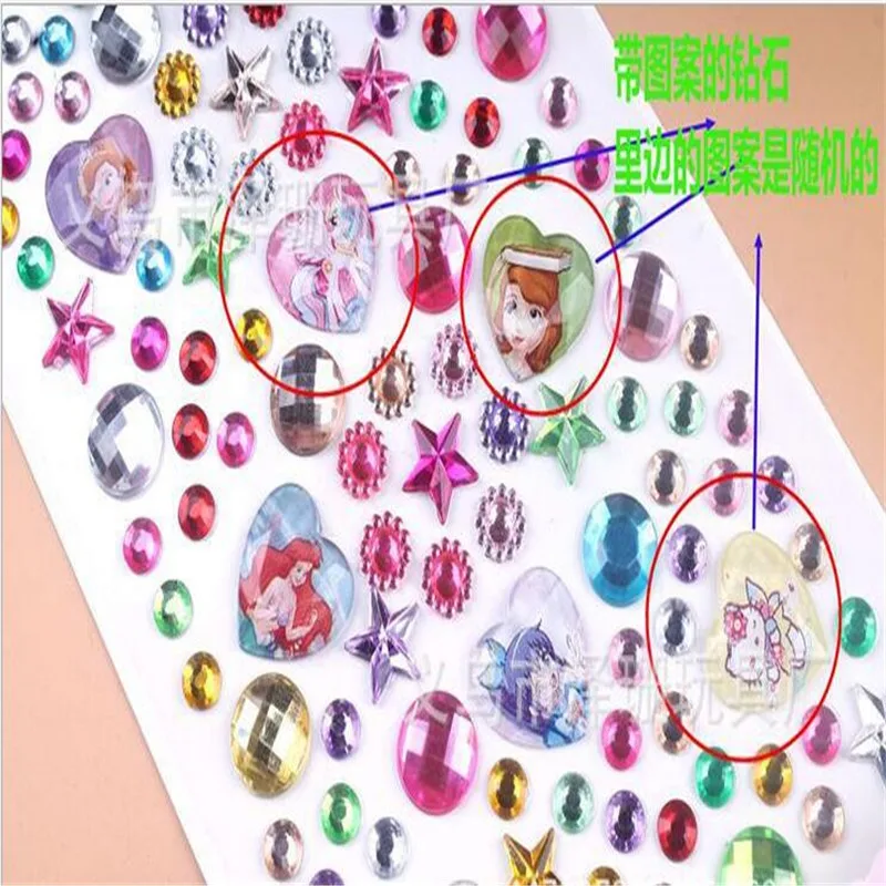 

5pcs/lot Many Styles Crystal Decoration Stickers 3D Baby Kids boys girls DIY Cute Children toys Stickers