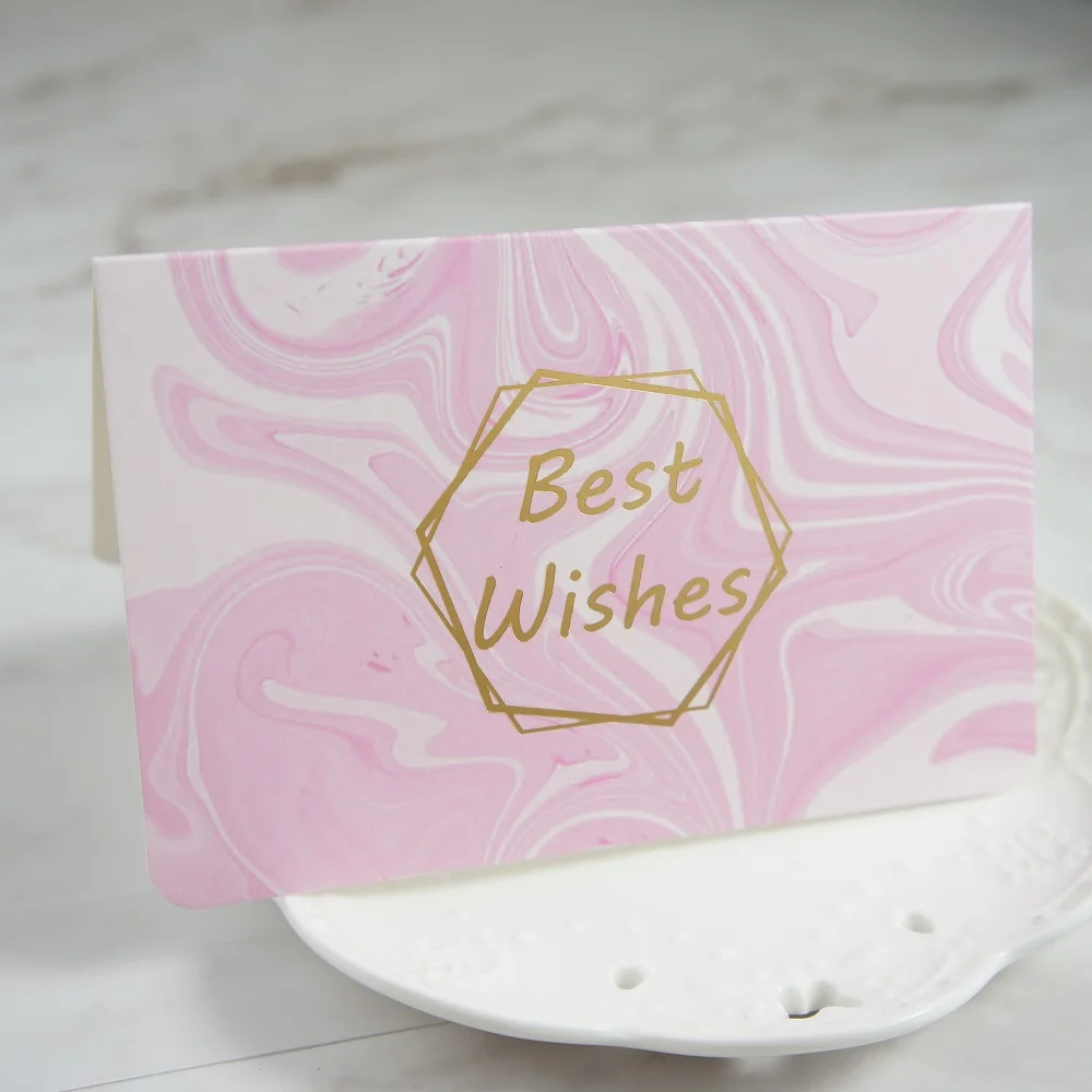 

multi-use 25pcs gold fresh pink marble design best wishes Card with envelope Scrapbooking party invitation DIY Decor gift card
