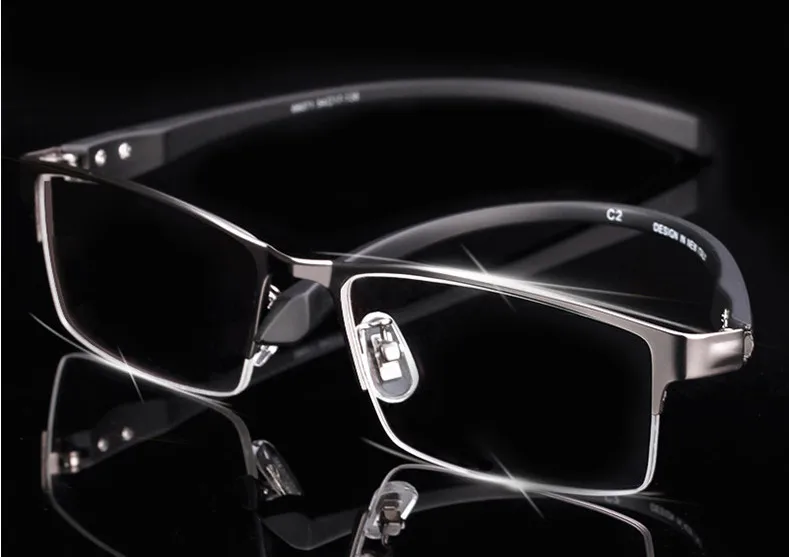 نظارات قراءة معدنية للرجال ، نظارات قراءة نصف حافة ، مناسبة لقصر النظر الشيخوخي 250 300 350 400 600