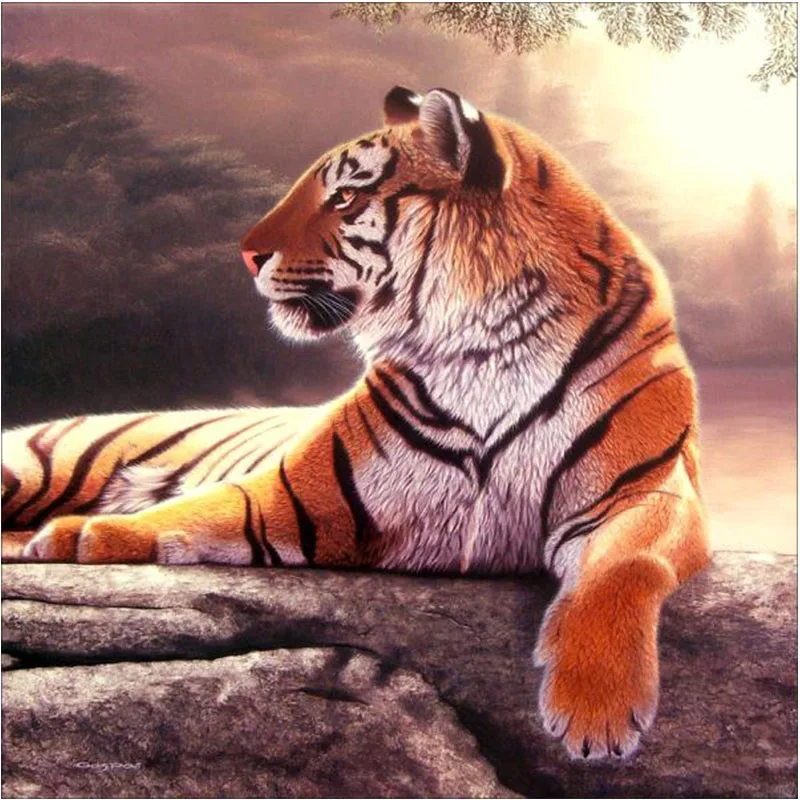 Картина сделай сам с тигром 5D настенная наклейка полный квадрат/круглый