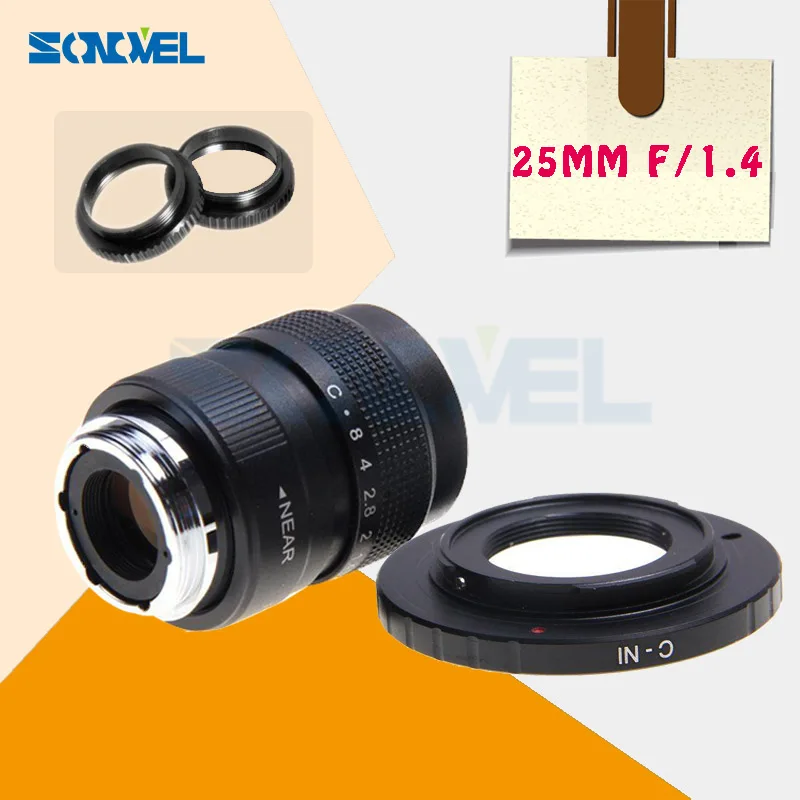 25 мм F1.4 CC TV фильмы объектив + C крепление для Nikon 1 AW1 S2 j5 J4 J3 J2 J1 V3 V2 V1 NI 1|c mount|25mm f1.4for nikon