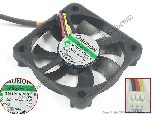 SUNON GM1204PEV1-8 F.GN Вентилятор охлаждения сервера DC 12 В 0,7 Вт 40x40x7 мм, 3 провода