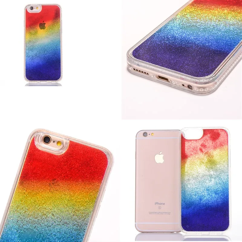 Bling телефон чехлы для iphone 6 Чехол блеск Rianbow Роскошные Жесткий Полный назад Капа 6s 7