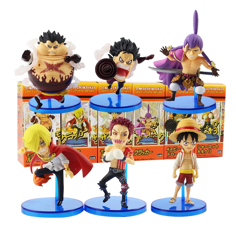 Экшн фигурки Luffy Sanji Katakuri Cracker Charlotte 6 шт./лот аниме модели игрушек|Игровые и