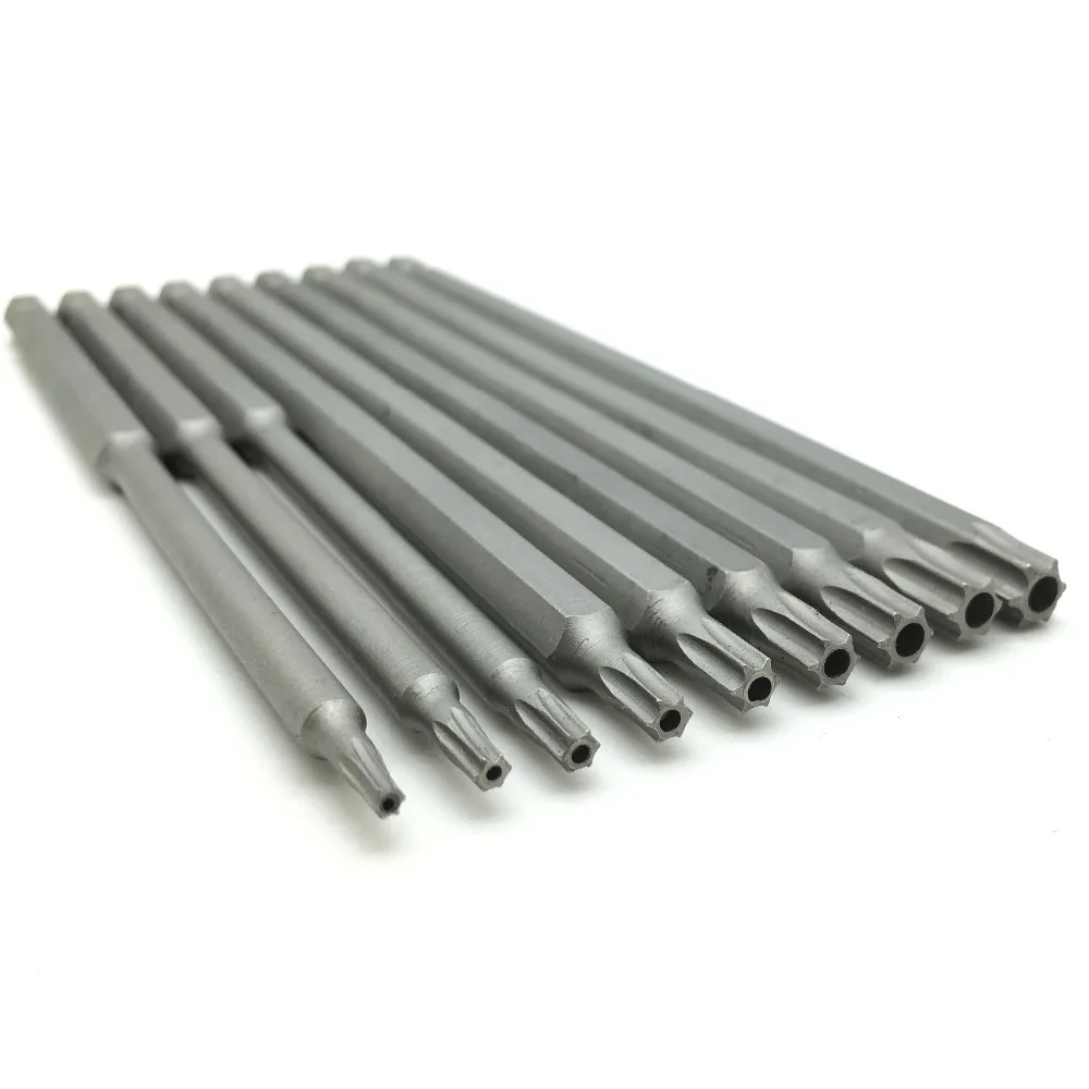 9 шт. 150 мм набор Экстра длинных сверл Torx T8 T10 T15 T20 T25 T27 T30 T35 T40 1/4 дюйма 6,35 мм хвостовик отвертки биты с полой