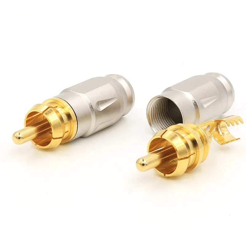 Позолоченный медный RCA штекер диаметром 5 мм rca кабель разъем адаптера аудио