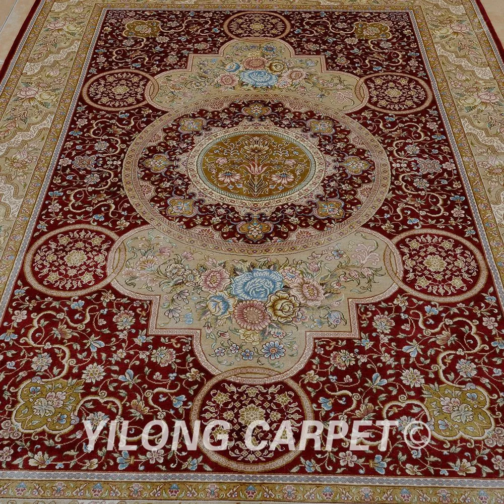 Yilong 5 'x 7 5' персидский шелковый ковер красный vantage ручной УЗЕЛКОВЫЙ кашмирский (1120)|hand knotted rug|rugged ruggedrugs red |