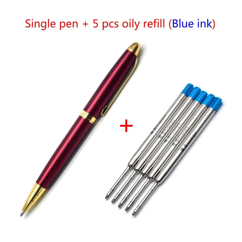 Red-5 Blue refills Guoyi A100 Роман металлическая шариковая ручка учебный офис школьные канцелярские принадлежности роскошные подарочные ручки и отель для деловых подписей ручка - Цвет: Red-5 Blue refills