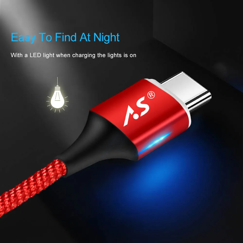 A.S Новый светодиодный магнитный USB кабель для iPhone Micro C магнитное быстрое зарядное