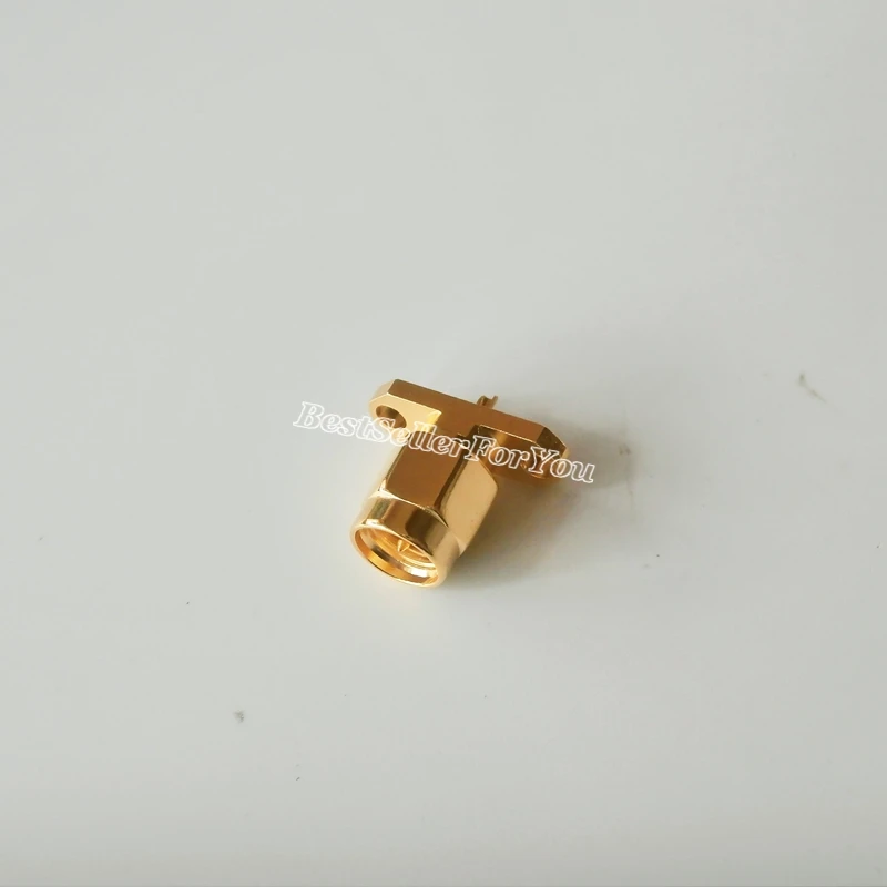 10Pcs SMA male plug center 2 hole flange deck mount solder RF connector Golden New | Обустройство дома