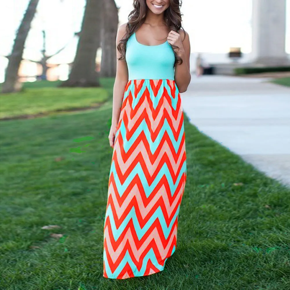 Сексуальное летнее платье женское длинное в полоску стиле бохо женские пляжные