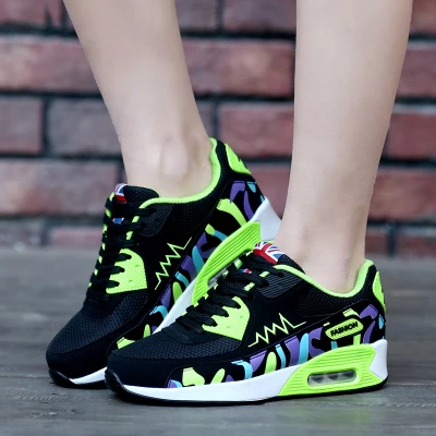 black green Женская обувь весенние кроссовки Air Zoom Макс Подушка кроссовки Женская прогулочная обувь Бег Спортивная обувь для женщин - Цвет: black green