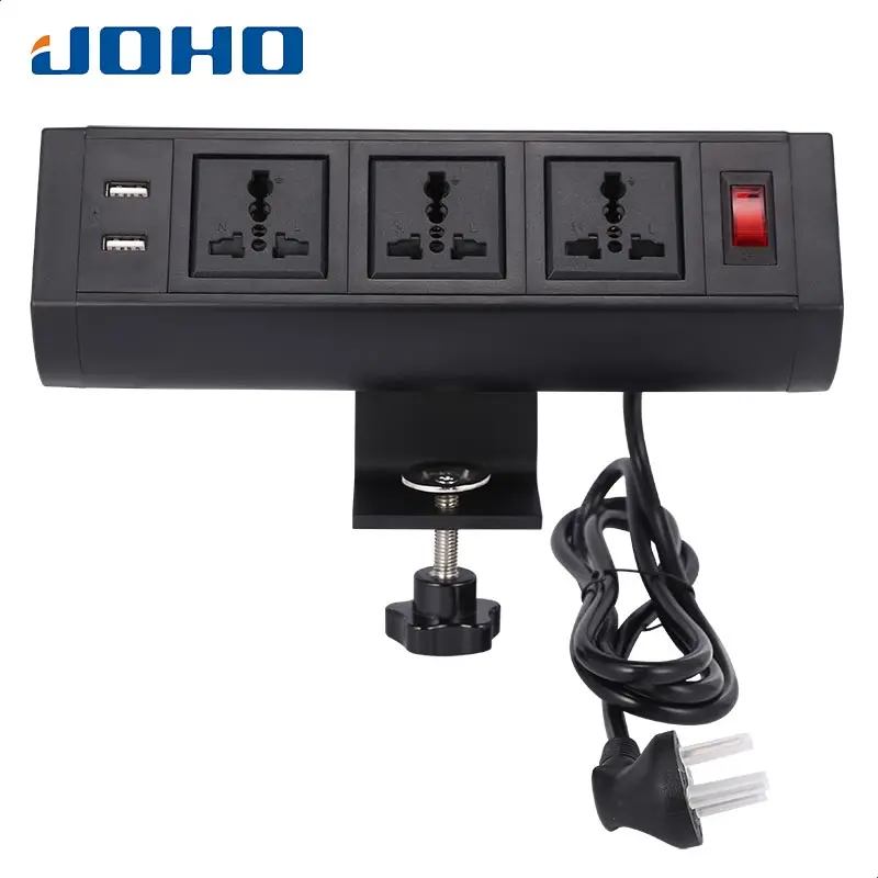 Настольная розетка JOHO 250 в 10 а/16 А с двумя USB портами и выключателем|Электрические