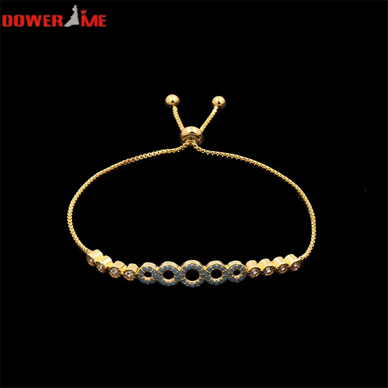 Приданое мне ряд круглых украшения с синий натуральный камень AAA циркон браслет