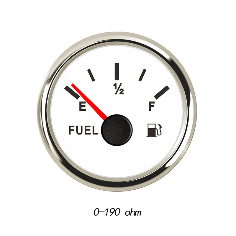 0-190 ohm 52mm Car Digital Fuel Level Gauge Meter 0~190 ohm E-1/2-F for Motorcycle Car Boat 12V 24V with Red Backlight IP67 Waterproof - Цвет: 0-190 ohm