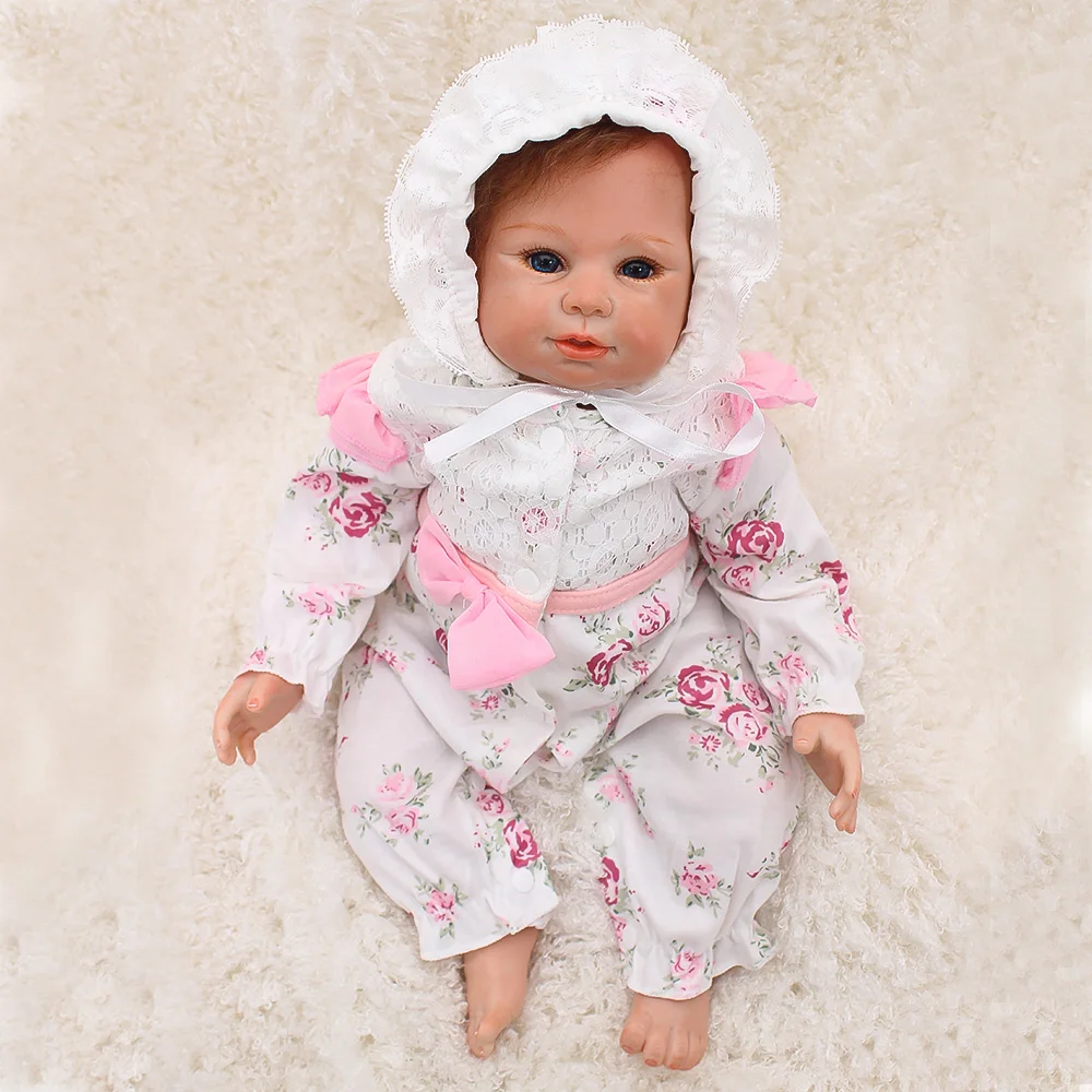 48cm 100% Comfortable boneca newborn lifelike baby reborn menina real silicone dolls and White hat for girls | Игрушки и хобби