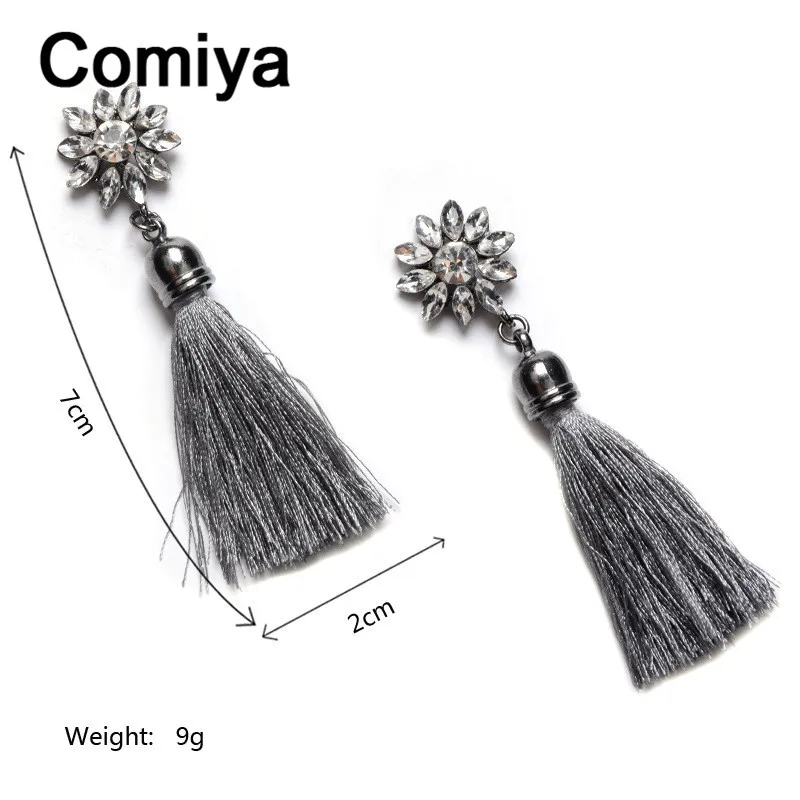 

Comiya Thread Tassel Earrings For Women Rhinestone Mosaic Brincos Vintage Drop Ship Bohemian Drop Earring Popular Gift