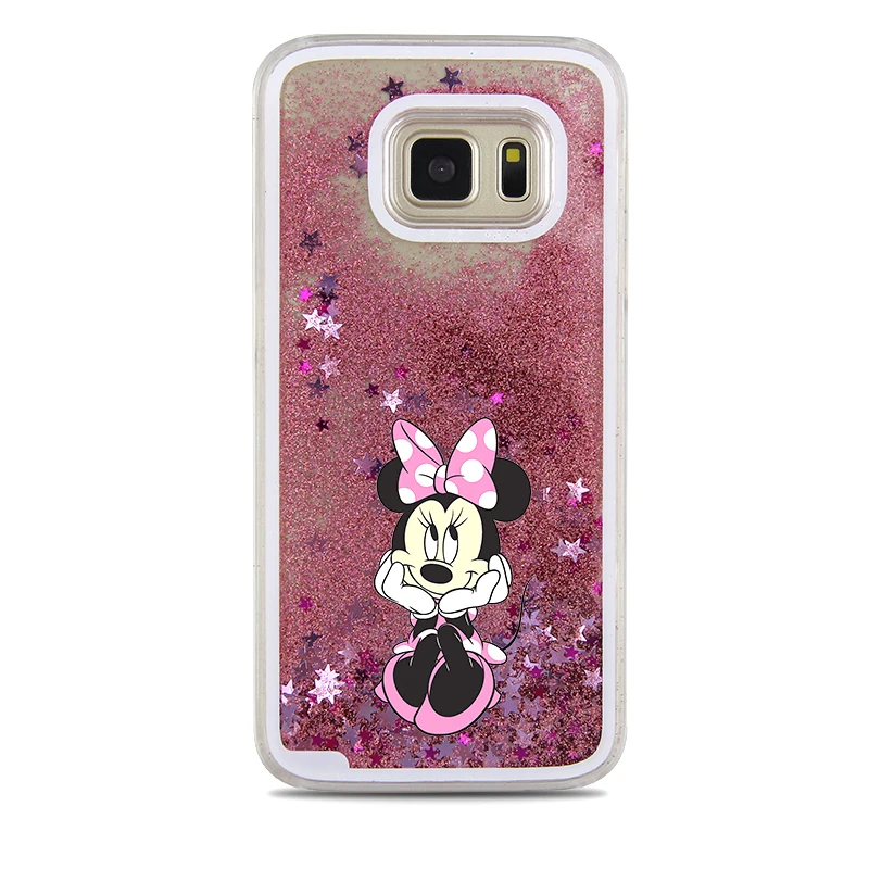 Cute Cartoon Minnie Stitch Mermaid Quicksand Water Liquid case for Samsung Galaxy S7 edge S8 S9 Plus Note 8 9 Cover Fundas |