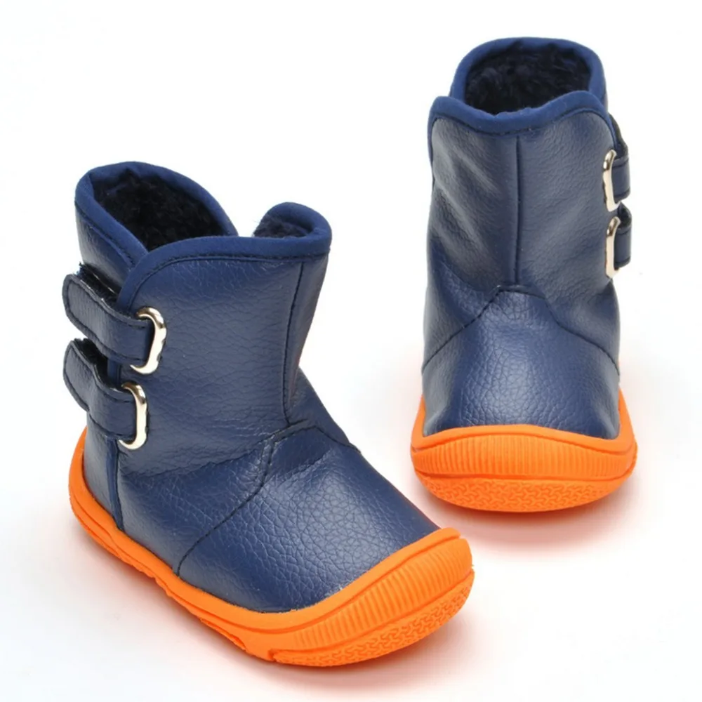 

Lzsyc Toddler Boy's Boots Magic Patch PU High Tube Boots Inside Plush Warm Non-Slippery Boots Baby Shoes Toddler Warm Boots