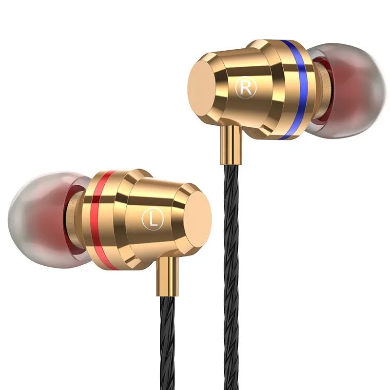 Металлические наушники PTM Bass гарнитура usb type C наушники с микрофоном для мобильных телефонов Xiaomi huawei PC Gaming - Цвет: Gold