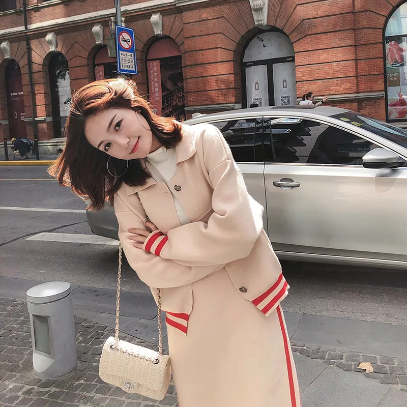 Женские комплекты 2019 новый модный кардиган юбка Костюмы High Street 2 шт. наряды