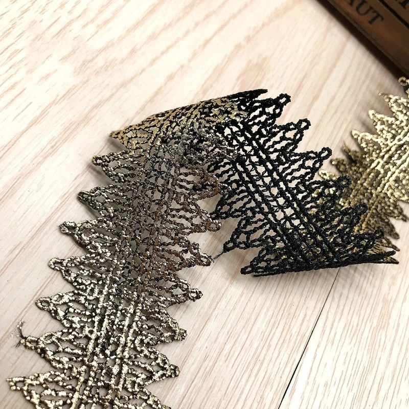 3 ярда ширина 8 см Золотая Водорастворимая молочная шелковая лента полые