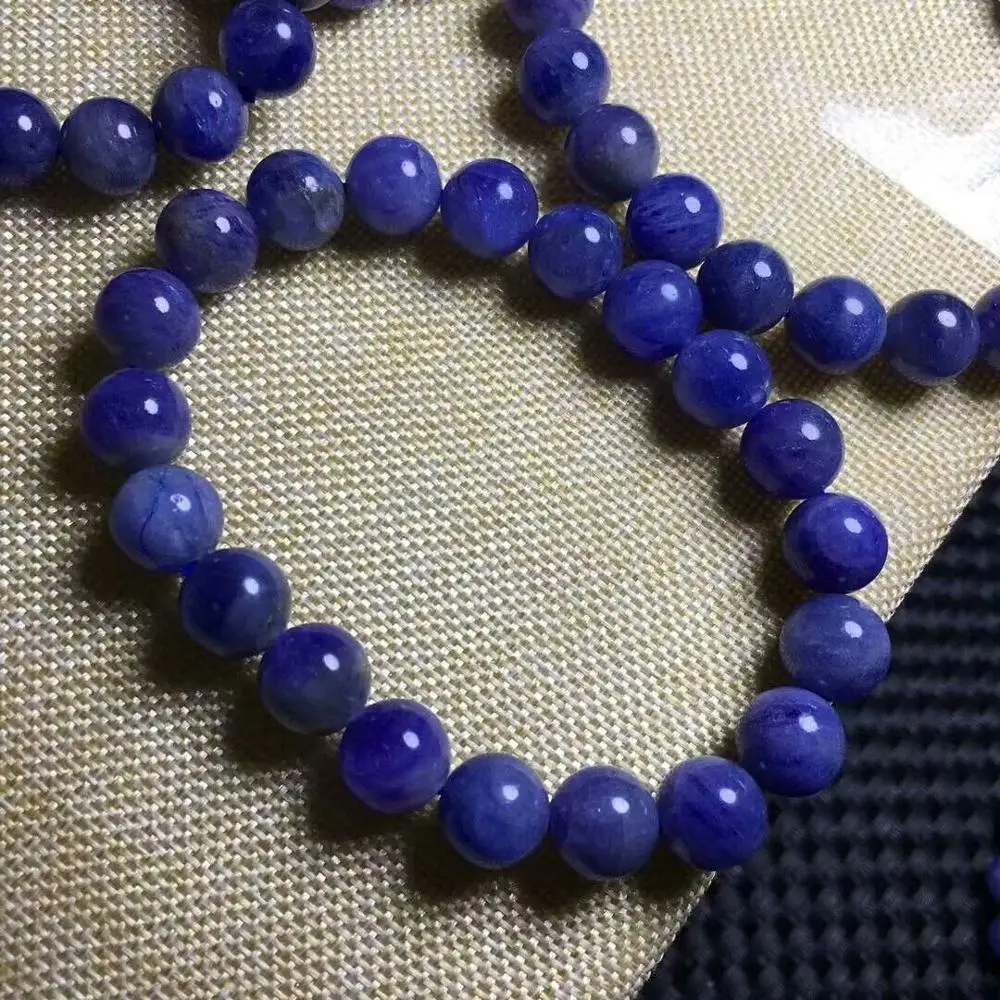 Натуральный Синий Tanzanite драгоценные камни круглые бусины браслет 10 9 3 мм AAA